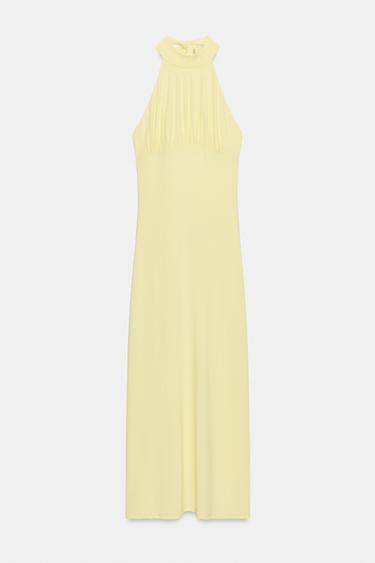 فستان ميدي هالتر بربطة - أصفر الخاص بـ Zara - صورة 0