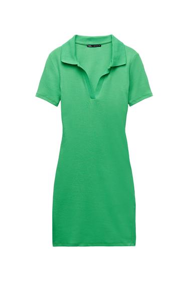 RIBBED POLO DRESS