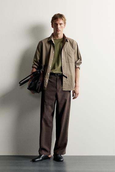 QUẦN VẢI RŨ XẾP LI HAI BÊN - Màu nâu từ Zara