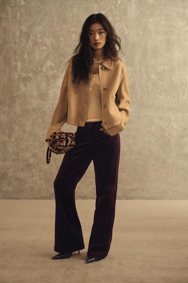 Zara ZW COLLECTION 100% 反絨皮夾克 - LIMITED EDITION - 焦糖色