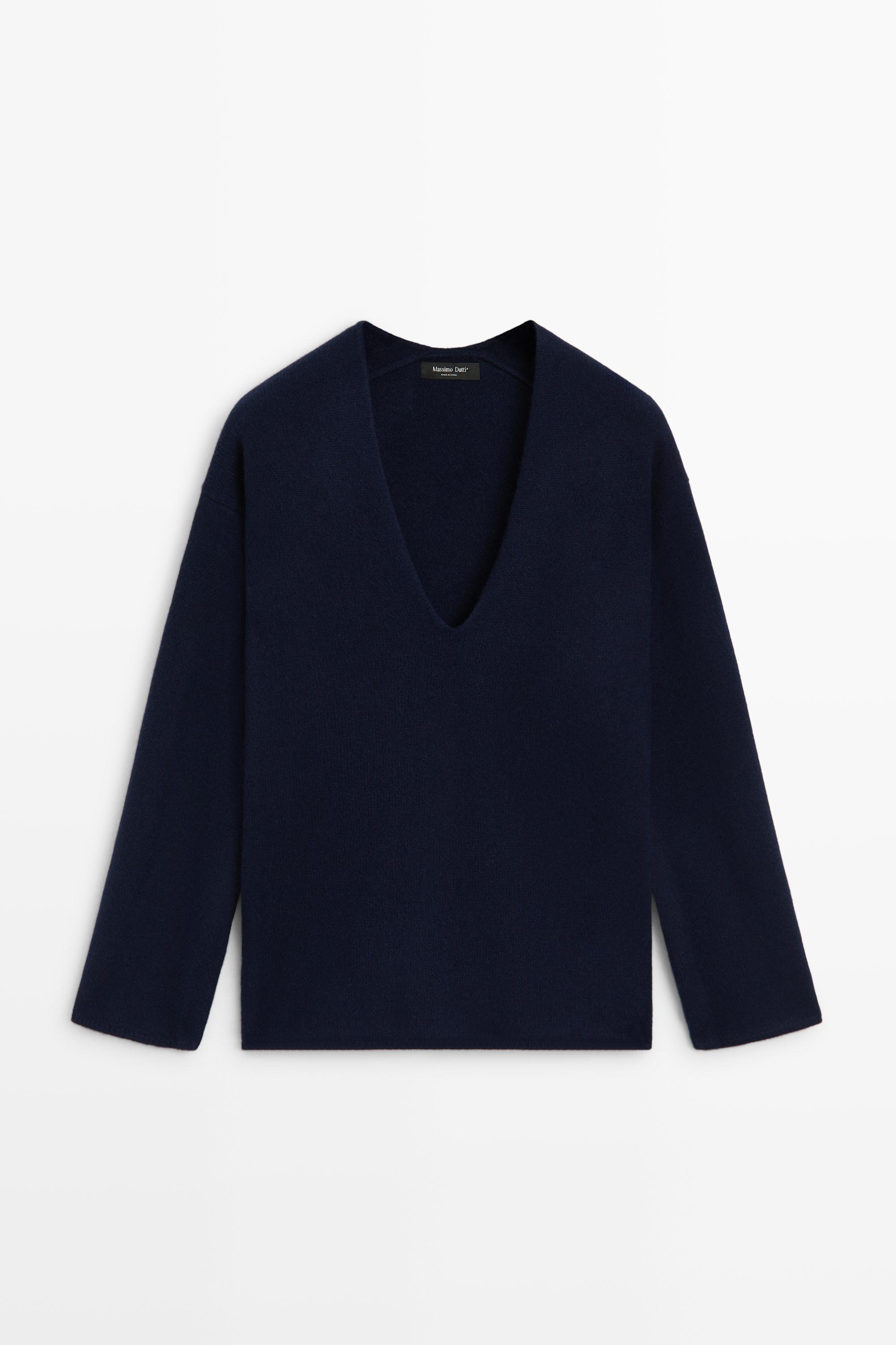 Pull en maille à col v mélange de laine