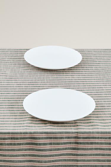 CHRISTMAS STRIPED COTTON TABLECLOTH — Greens 2