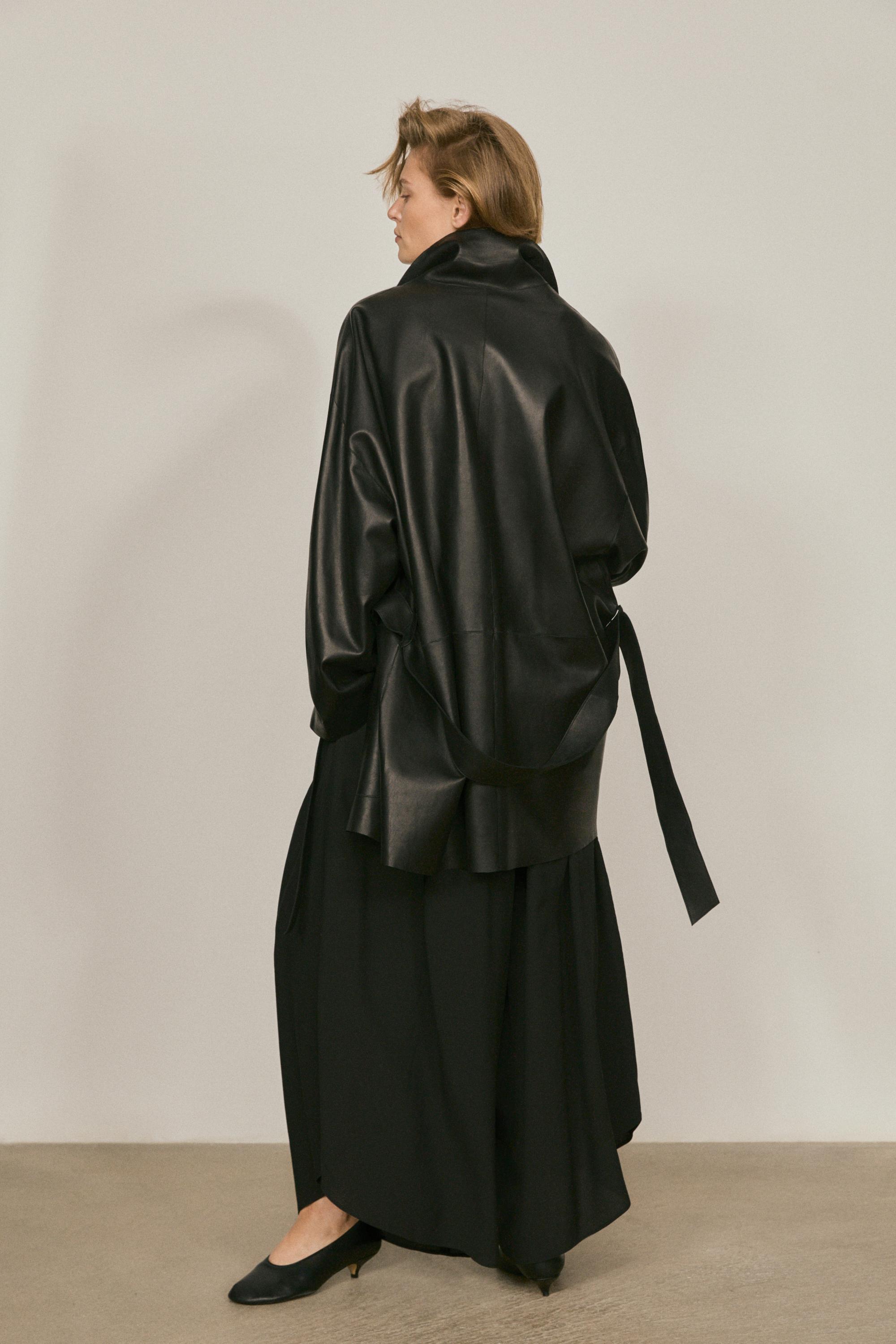 Long nappa leather jacket with tie - LIMITED EDITION