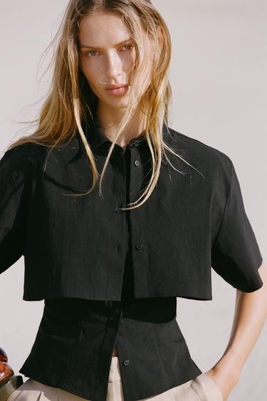 DOUBLE LAYERED SHORT SLEEVE SHIRT - Black by Zara