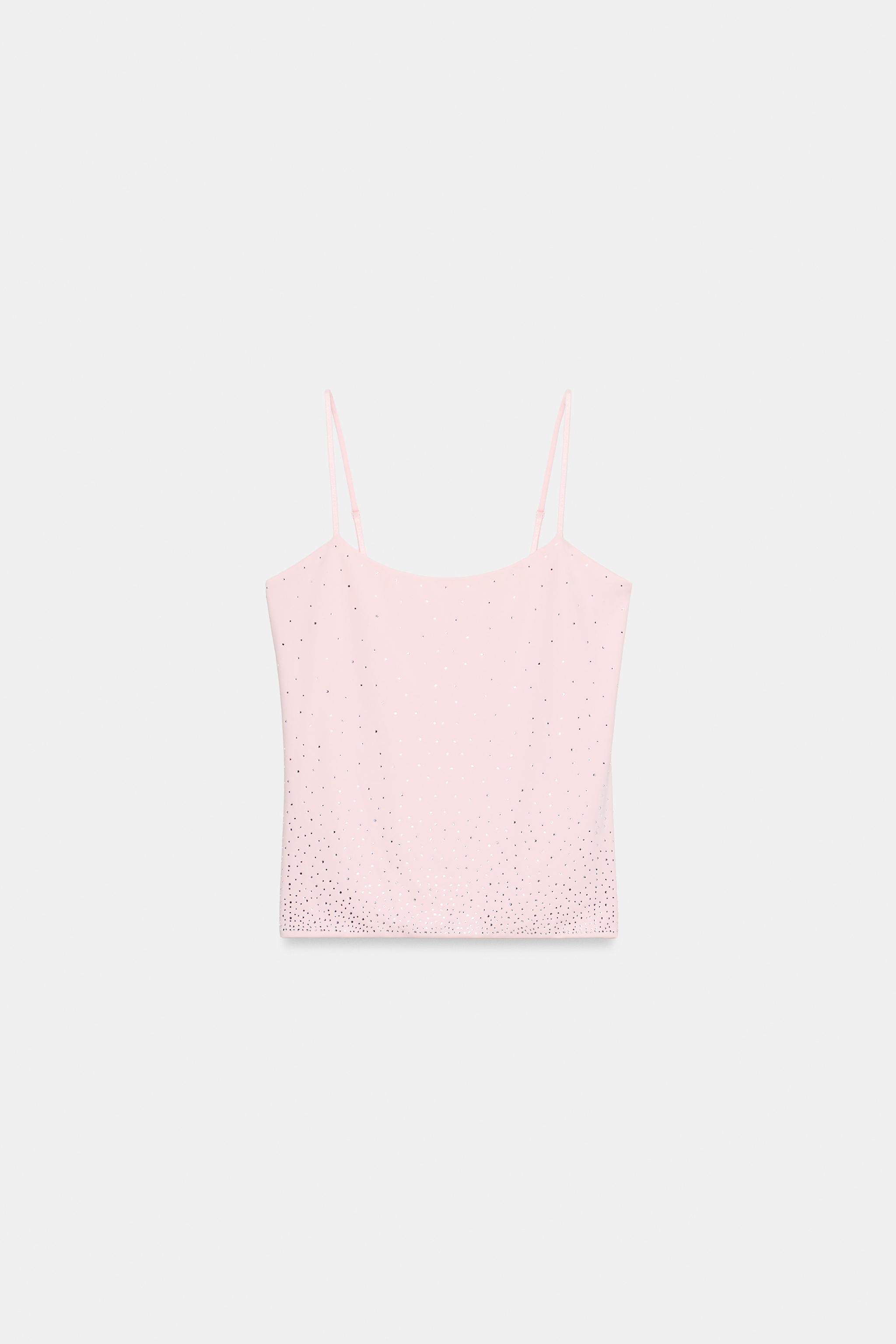 RHINESTONE STRAP TOP - Pink | ZARA Canada