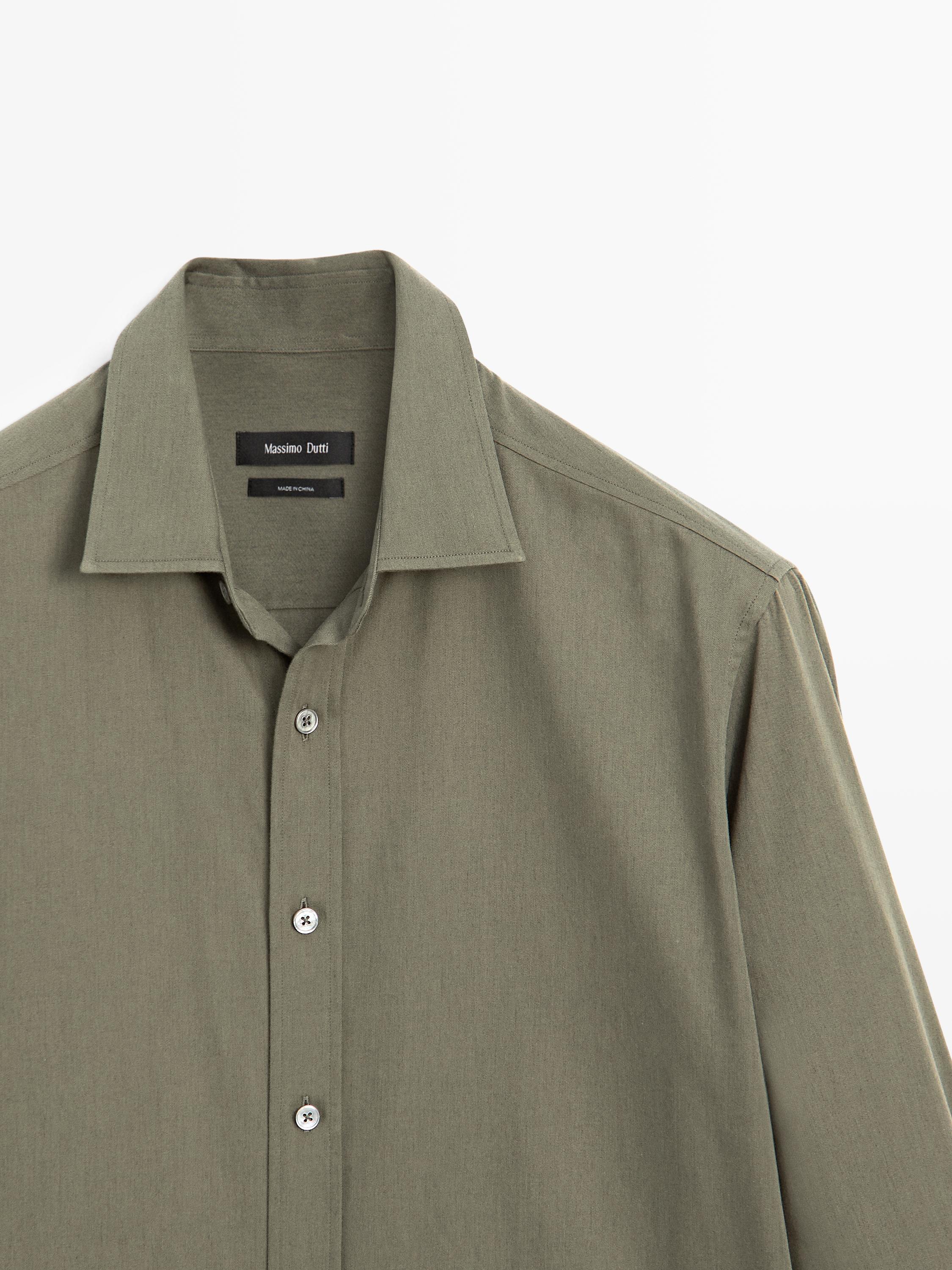 Regular fit cotton blend shirt