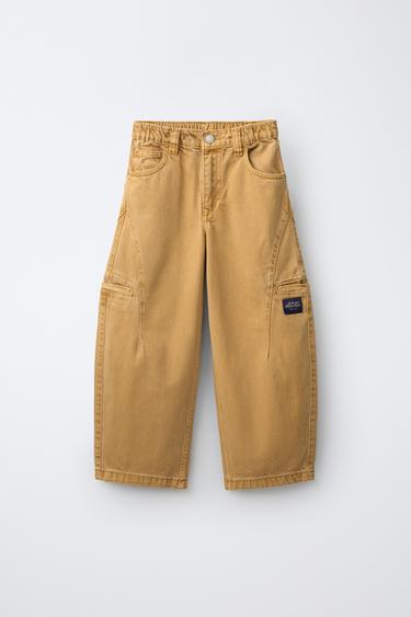 BARREL CARGO PANTS WITH LABEL — taupe brown 2