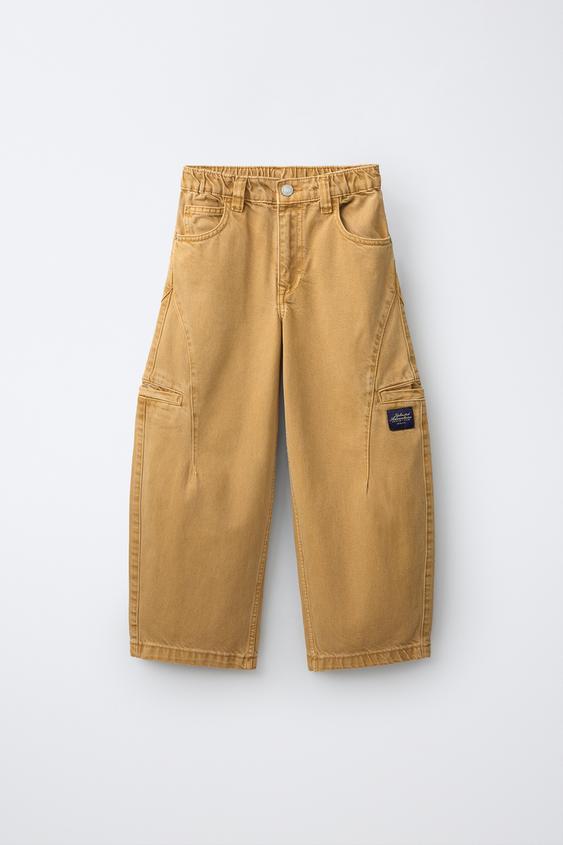 BARREL CARGO TROUSERS WITH LABEL - camel by Zara - Image 0