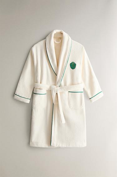 X THE ANIMALS OBSERVATORY KIDS’ DRESSING GOWN WITH LOGO - Oyster-white by Zara