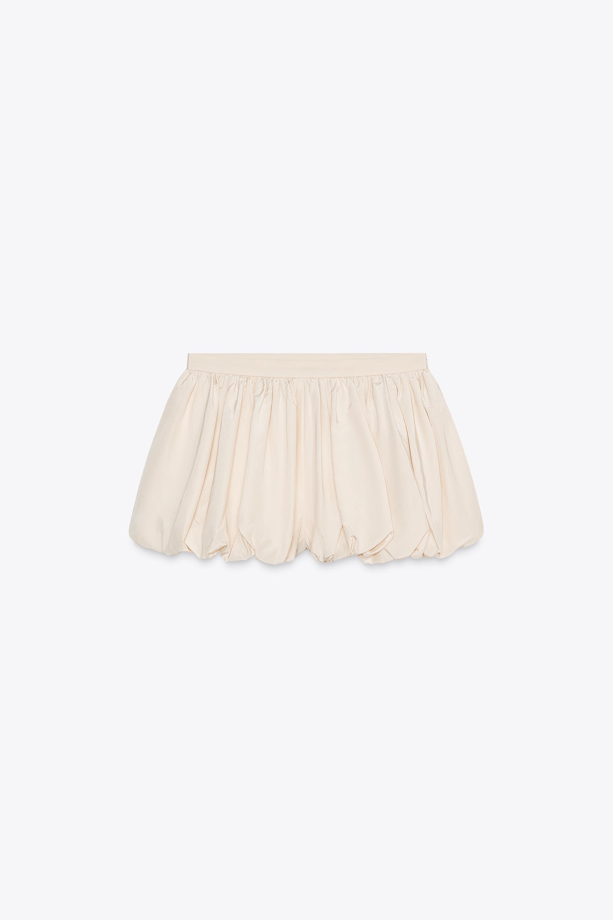 ZW COLLECTION BALLOON SKORT - Beige / Green | ZARA United States