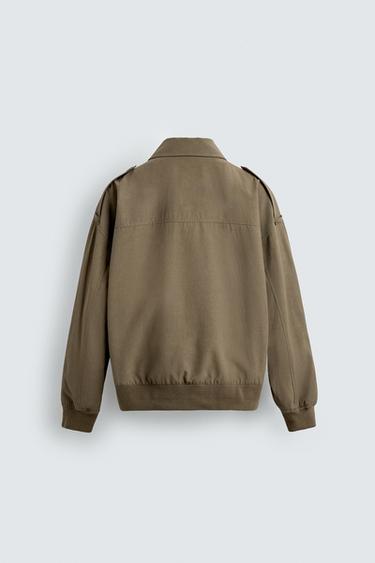 RELAXED FIT VISCOSE-COTTON JACKET - Khaki by Zara - Image 8