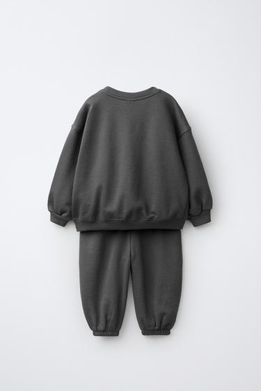 SOLID SWEATSHIRT AND JOGGER PANTS SET — Anthracite grey 2