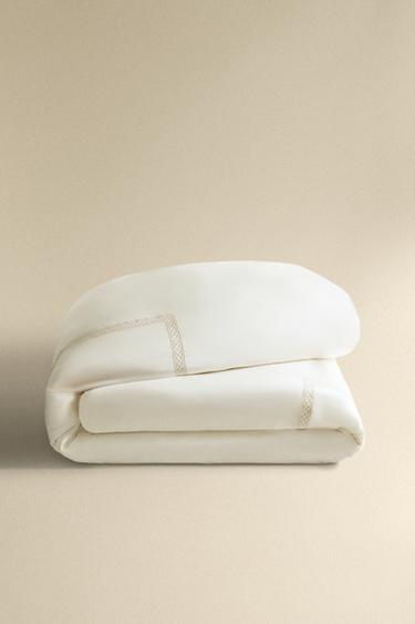 HOUSSE DE COUETTE SATIN BRODÉE - Marron / Taupe de Zara - Image 4