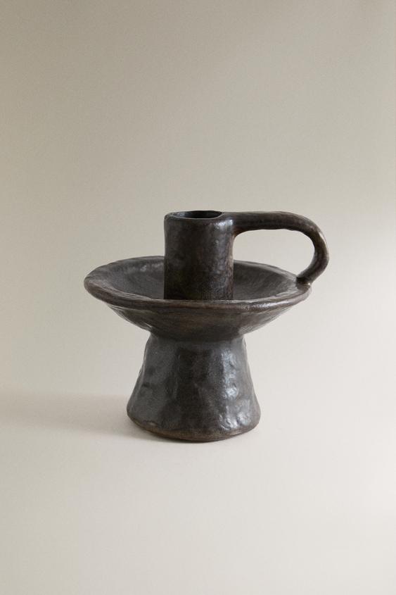 PORTE-BOUGIE GRÈS - Marron de Zara - Image 0