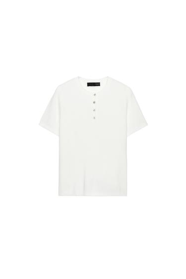 KNIT BUTTON-UP TOP - White by Zara