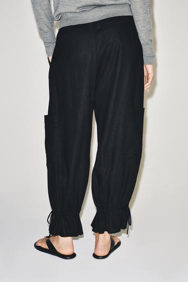 PANTALON BOUFFANT À LIENS ZW COLLECTION - Noir de Zara - Image 2