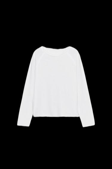 GEWASCHENES T-SHIRT MIT LANGEN ÄRMELN - Weiß von Zara - Bild 0