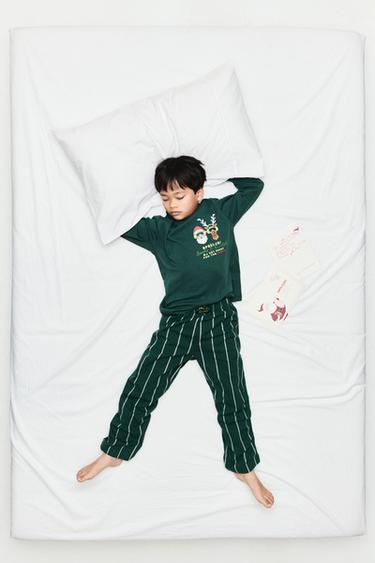 6-14 TAHUN/ PIAMA KOMBINASI GARIS - Hijau dari Zara