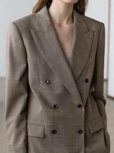 Zara Check wool suit blazer - Beige