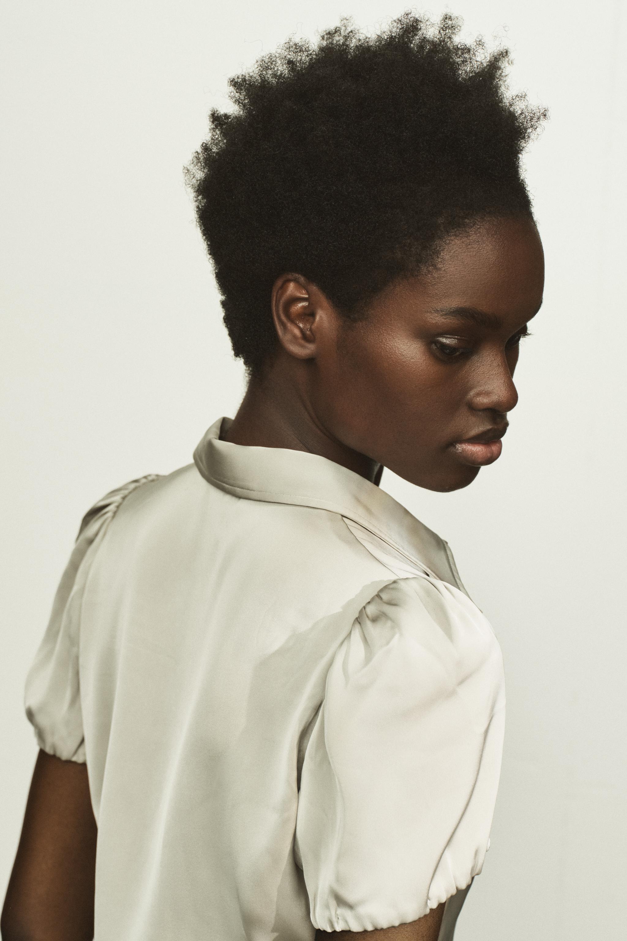 SATIN SHORT SLEEVE SHIRT - Oyster-white | ZARA South Africa
