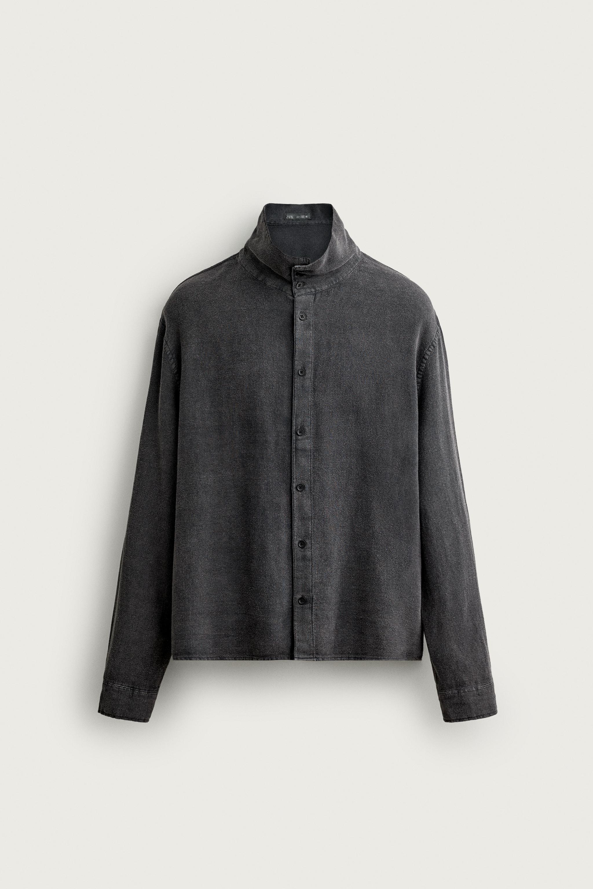 VINTAGE WASH RELAXED FIT SHIRT — Anthracite grey