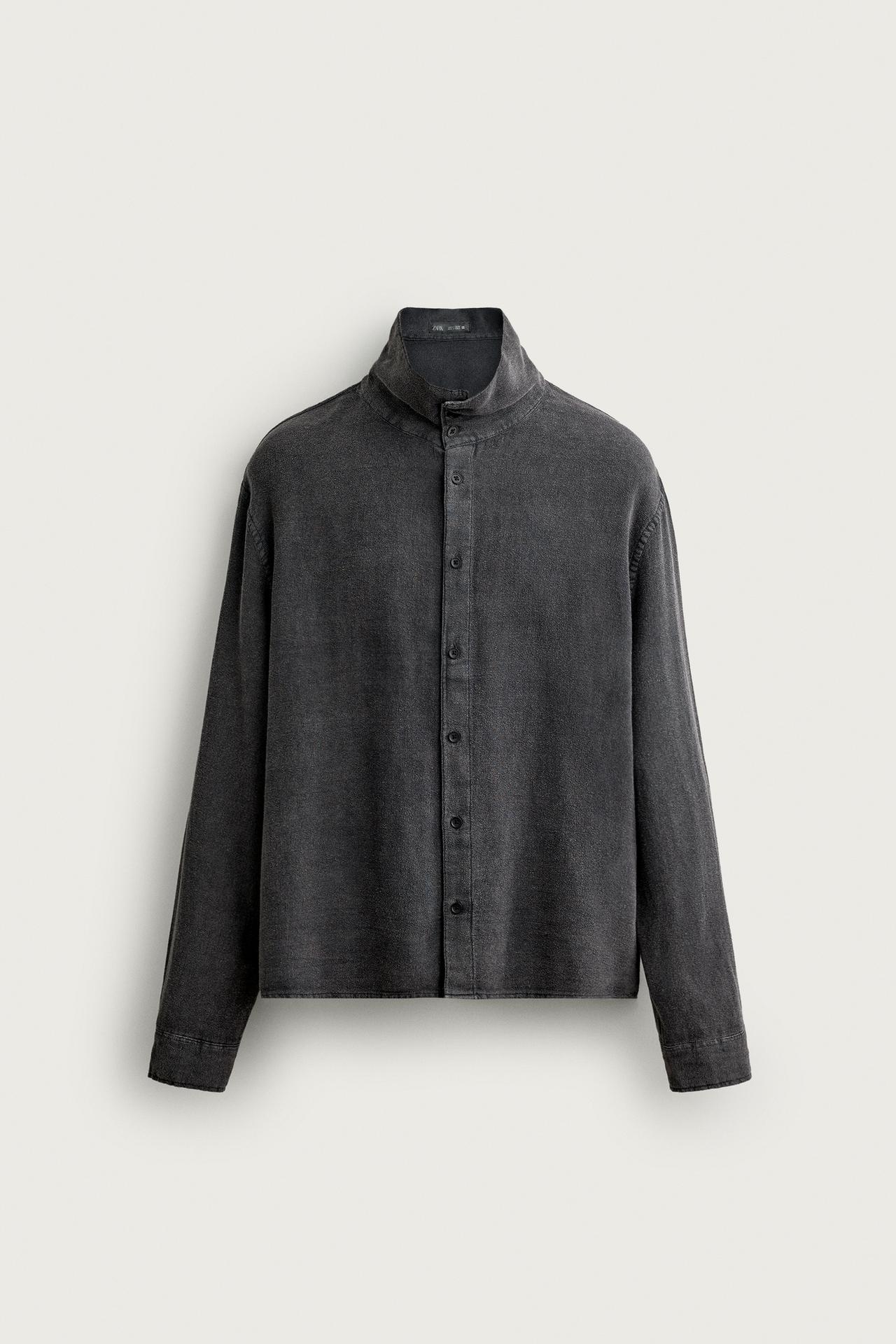 VINTAGE WASH RELAXED FIT SHIRT — Anthracite grey