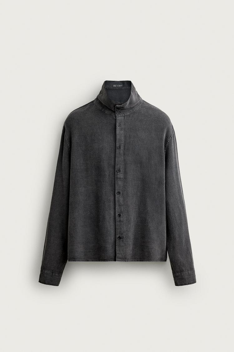 VINTAGE WASH RELAXED FIT SHIRT — Anthracite grey