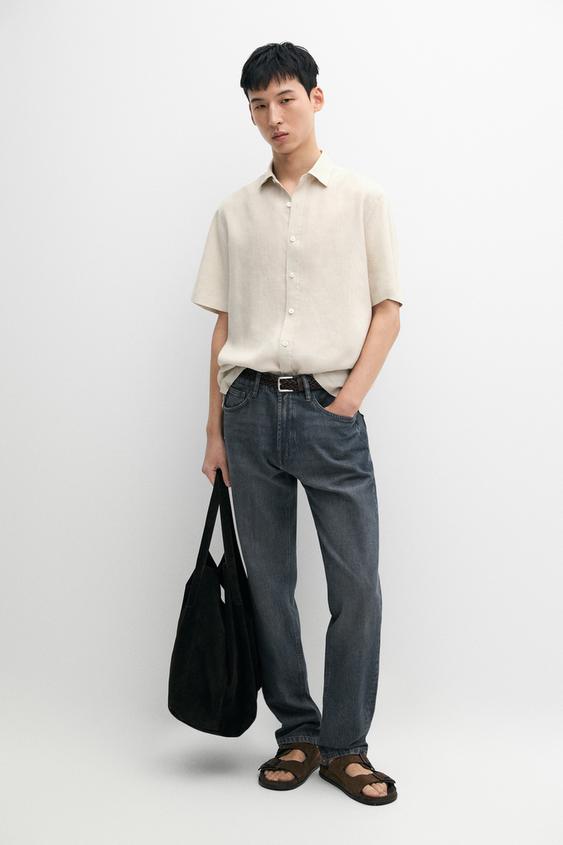 Regular fit 100% linen short sleeve shirt from Zara - $100