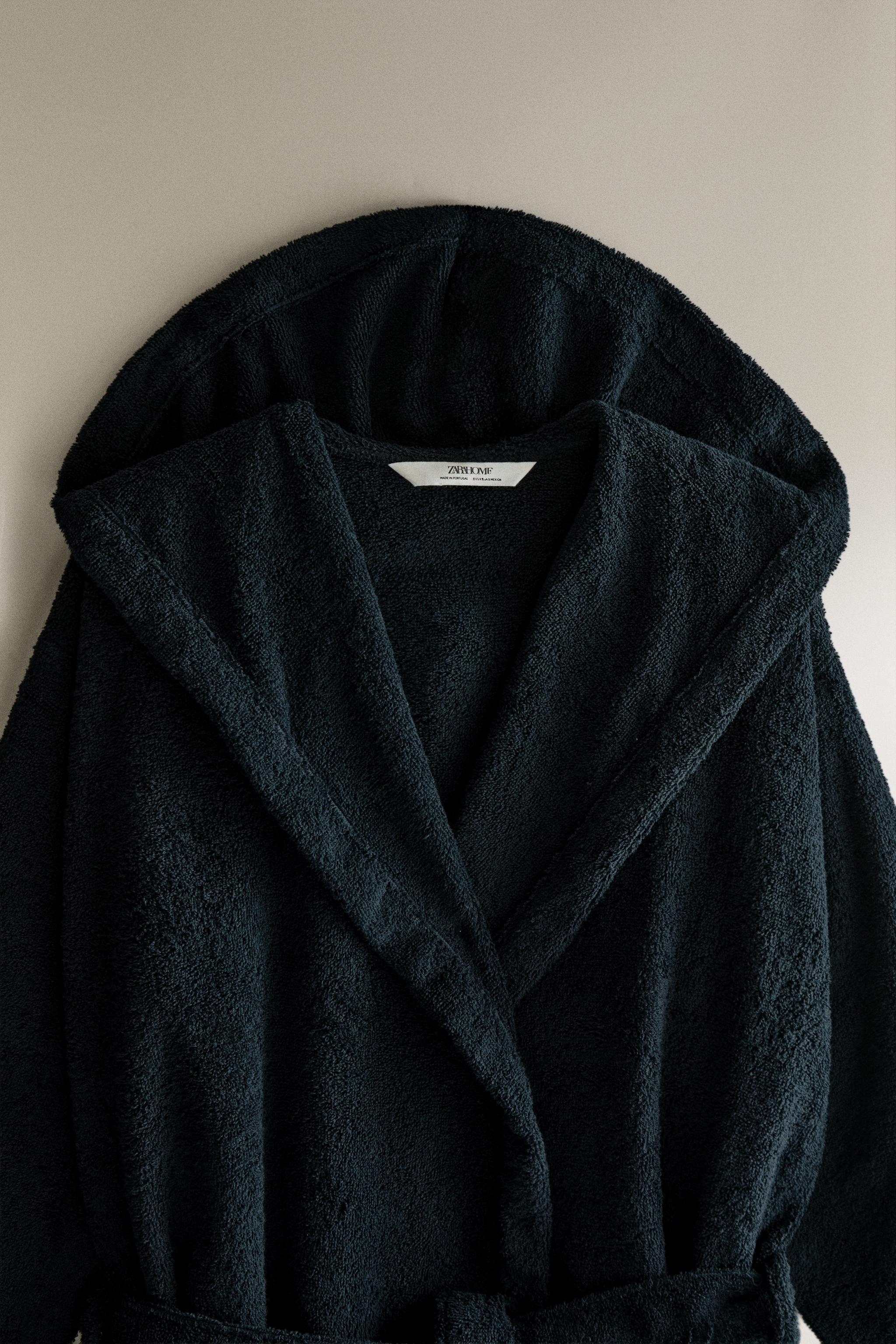 HOODED BATHROBE (360 GXM²) — Navy blue