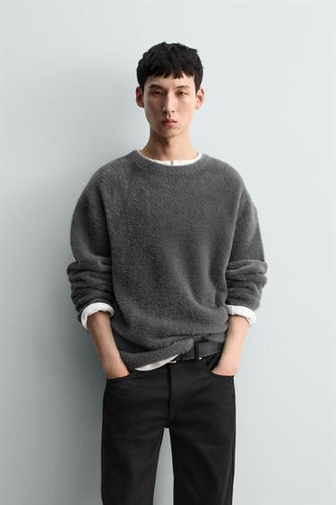 Zara 毛絨休閒版針織衫 - 灰色