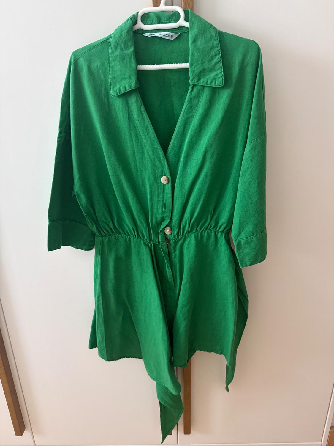 LINEN BLEND PLAYSUIT WITH KNOT DETAIL