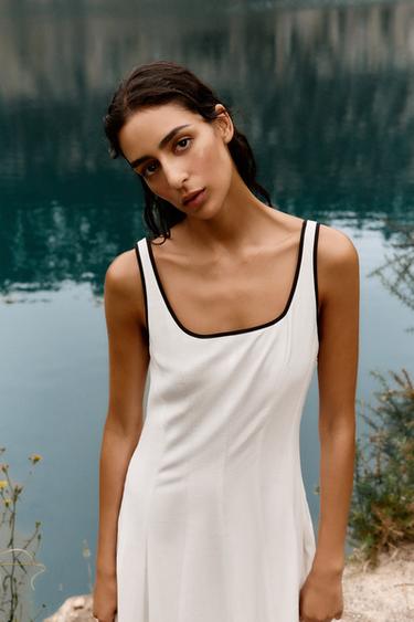 VESTIDO MIDI VIVOS CONTRASTE - Blanco roto de Zara