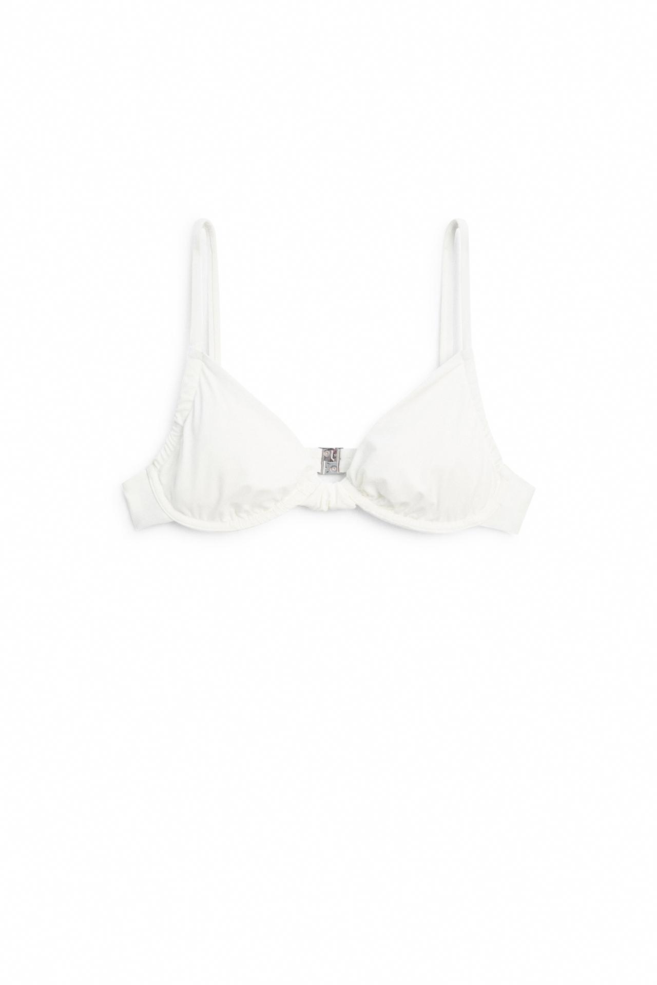 Gathered bikini top with underwire — Oyster-white