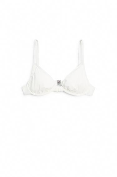 Gathered bikini top with underwire — Oyster-white 1