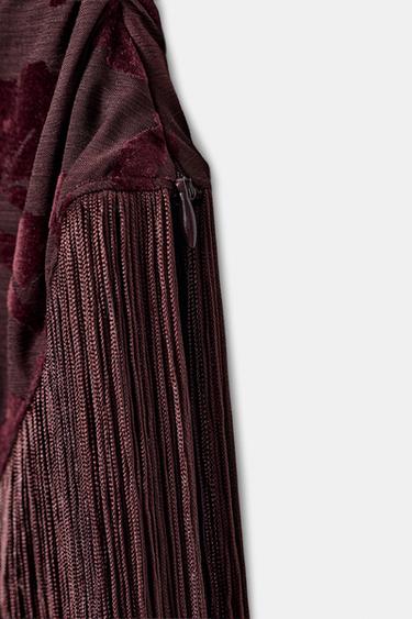 TOP ASYMÉTRIQUE À FRANGES DEVORÉ - Bordeaux de Zara - Image 6