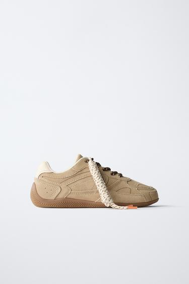 BAMBA PIEL CORDONES - Marrón de Zara