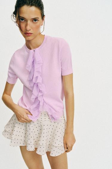 JUPE-PANTALON À VOLANTS ET POIS - Écru moyen de Zara - Image 2