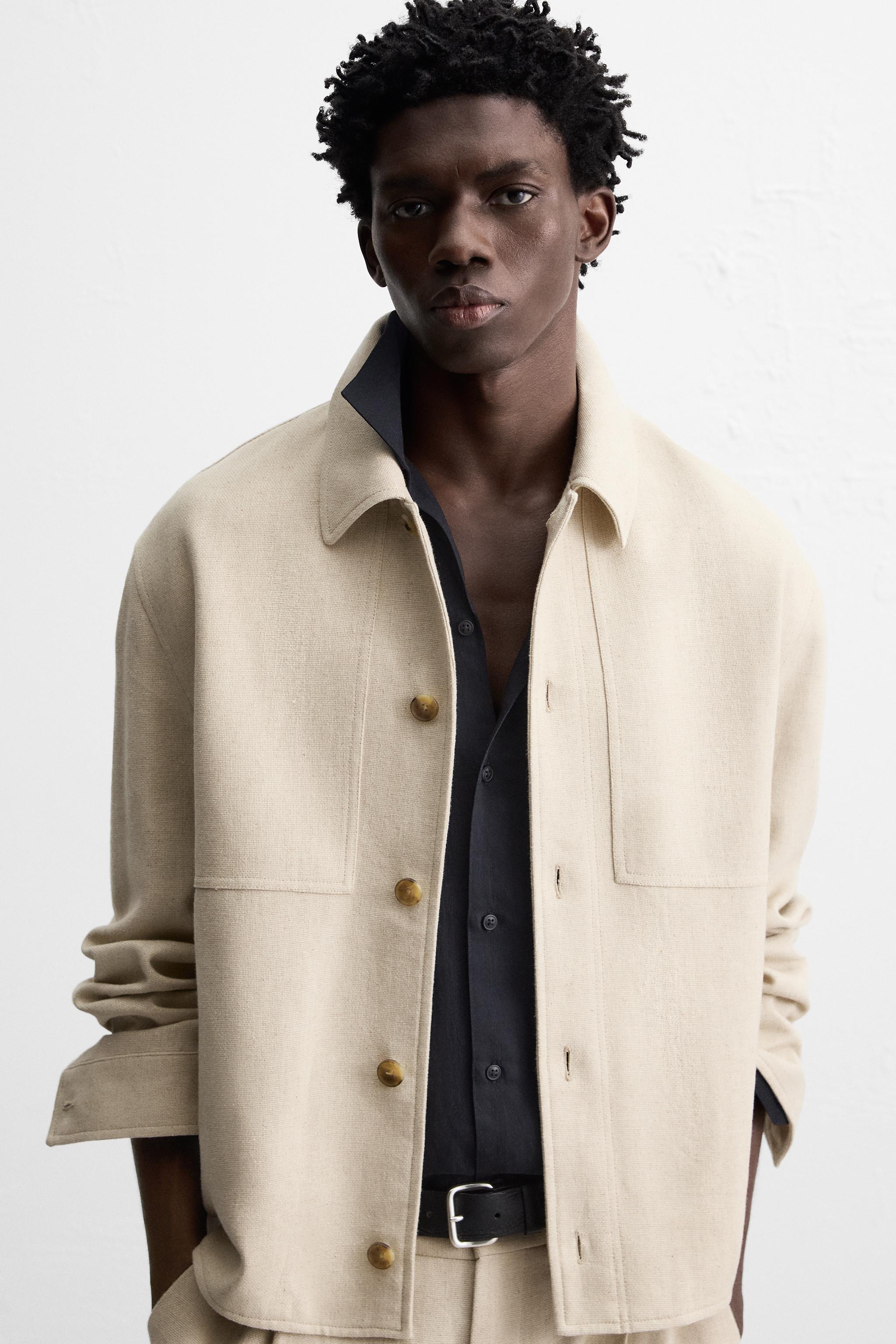 ［ZARA］リネン＆コットン シャツジャケット リネン＆コットンシャツジャケット - ライトベージュ | ZARA