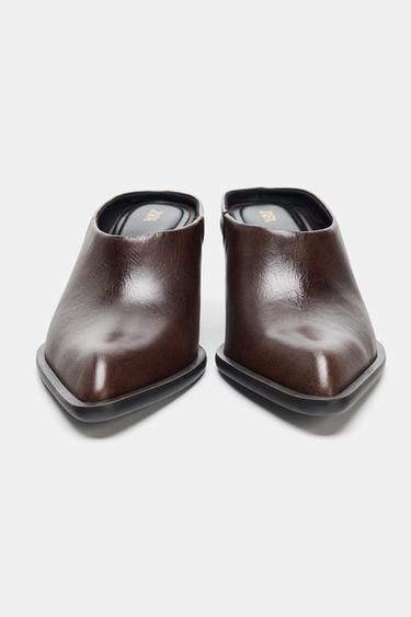 SABOTS EN CUIR AVEC CONTOUR - Marron de Zara - Image 3