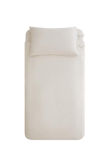 Zara KIDS' STRIPED CHIFFON COTTON DUVET COVER - Oyster-white