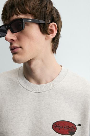 MOLETOM ESTAMPADO EM CONTRASTE - Cinza-vigoré da Zara