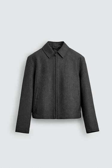 CROPPED FIT JACKET - Grey marl by Zara