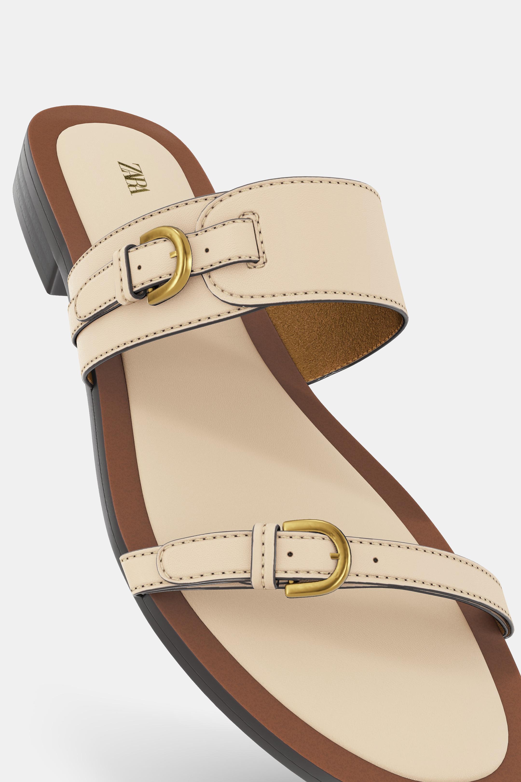 ZARA バックルディテールフラットミュール35 - ZARA - ZARA バックル 