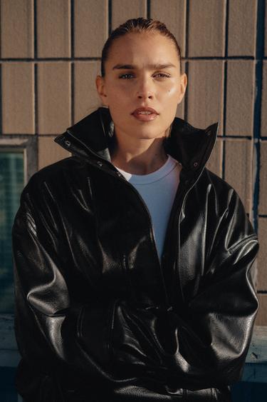 VESTE MATIÈRE SYNTHÈTIQUE VOLUME - Noir de Zara - Image 2