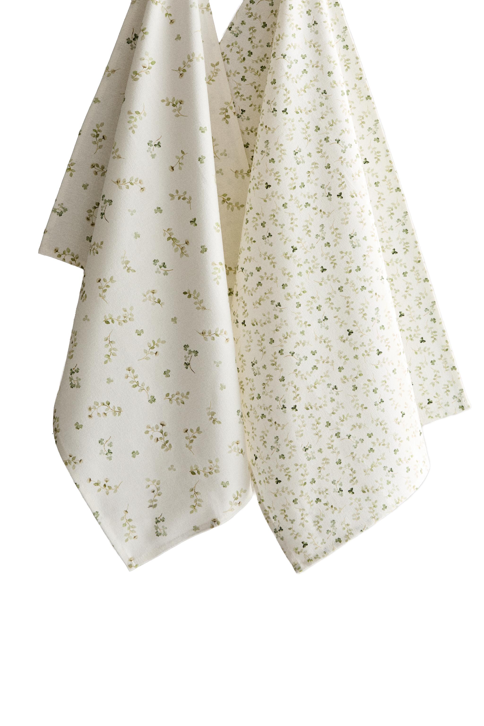 PACK OF COTTON FLORAL KITCHEN TOWELS (PACK OF 2) - Green | ZARA
