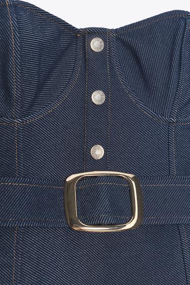 STRAPLESS BELTED DRESS - Indigo by Zara - Image 5