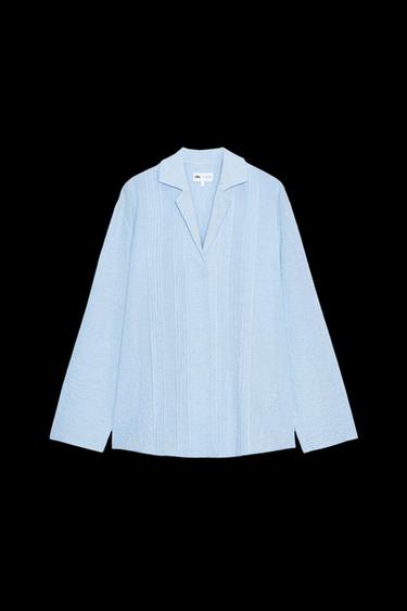 OVERSIZE-HEMD MIT STRUKTUR ZW COLLECTION - Weiß / Blau von Zara - Bild 0