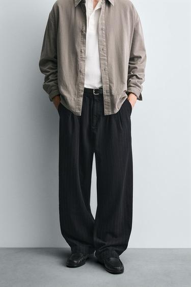 PANTALON BALLON À RAYURES - Bleu de Zara - Image 1