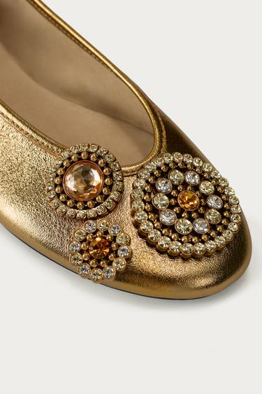BALLERINES EN CUIR MARISA BERENSON X ZARA - Or de Zara - Image 5