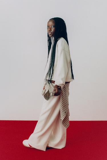 Zara STRAIGHT LEG MODAL PANTS - Ecru